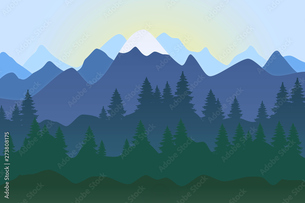 Fototapeta premium Landscape with mountains and trees