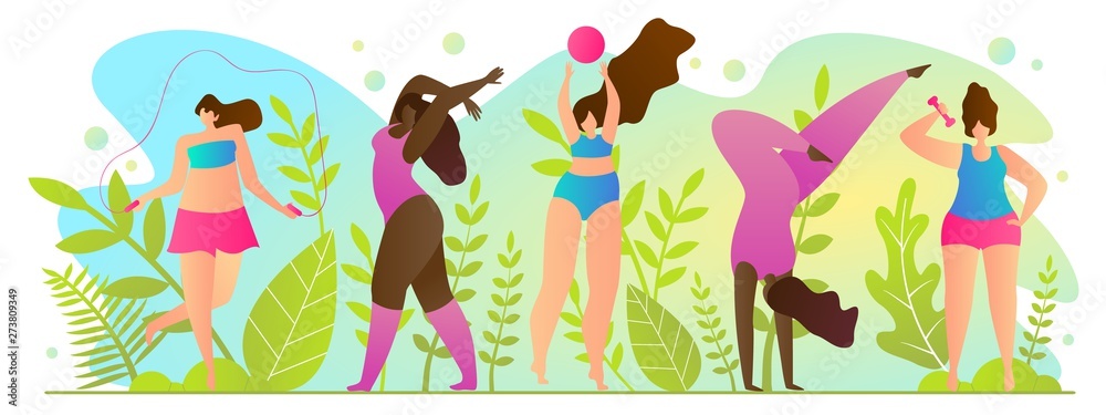 Active Sports in Summer, Vector Illustration. Active Sports in Summer, Vector Illustration.