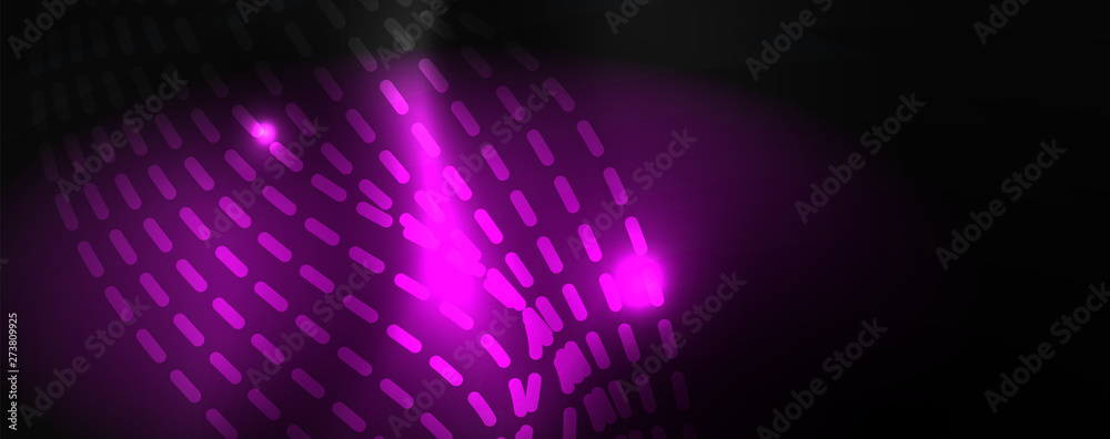 Smoky glowing waves in the dark. Dark abstract background with neon color light and wavy lines. Vector Smoky glowing waves in the dark. Dark abstract background with neon color light and wavy lines. Vector