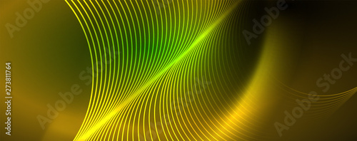Shiny neon lines template - northern lights glowing blur lines. Futuristic style glow neon 80s disco club or night party techno template
