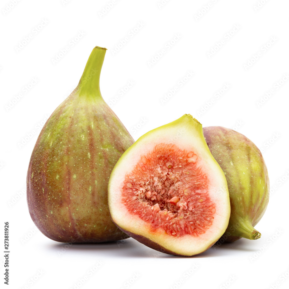 Fig fruits isolated on white background. Top view. Flat lay pattern Fig fruits isolated on white background. Top view. Flat lay pattern