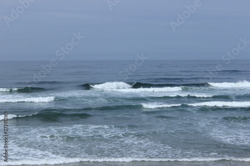 Top view of the Pacific Ocean. Waves near the shore. Oregon. USA.