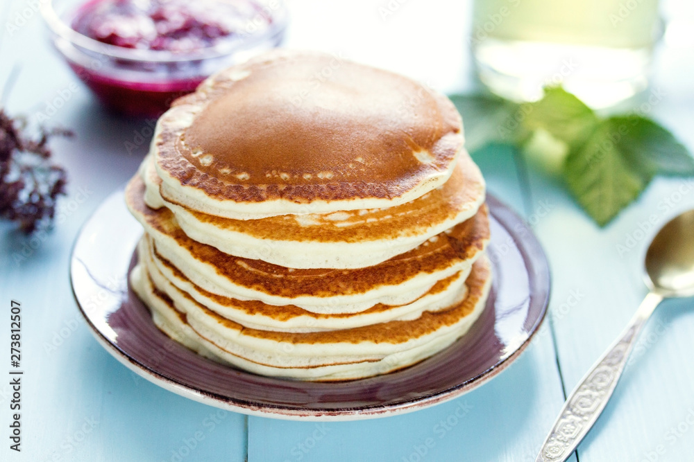 Healthy breakfast, homemade classic pancakes Healthy breakfast, homemade classic pancakes
