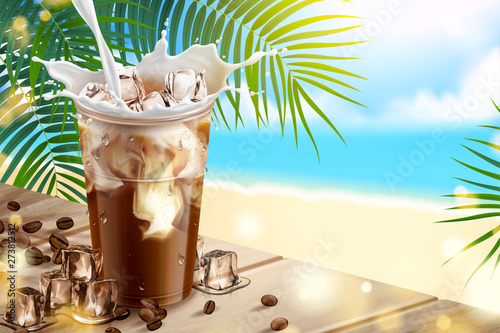Iced latte with milk ads