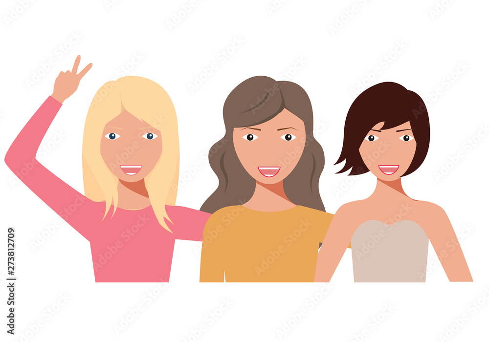 Group of girls hugging - Friends concept -Vector Group of girls hugging - Friends concept -Vector