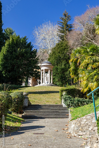 Rotunda with a statue in the park of Villa D'Este. Cernobbio. Lake Como, Northern Italy.