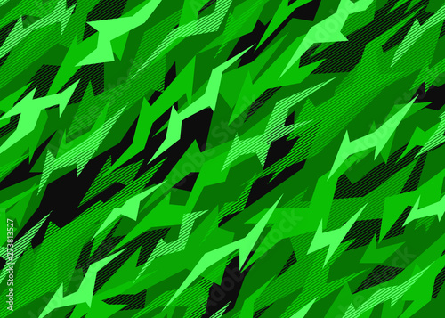 Neon Green camouflage pattern. Modern abstract camo Vector background illustration for web, banner, backdrop, graphic or surface design use