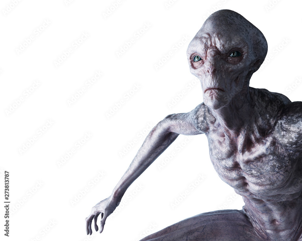 3d rendered illustration of an alien on white background