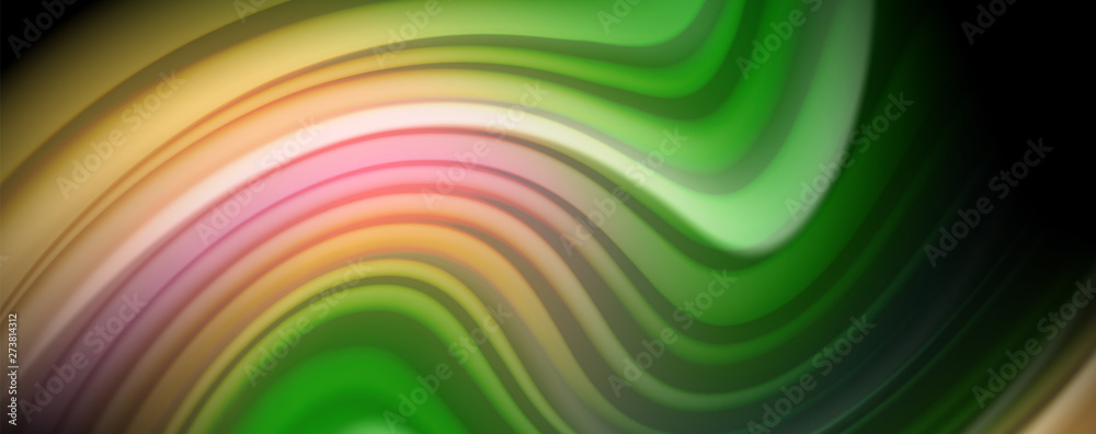 Obraz premium Fluid liquid color wave lines, glowing colorful light effect, abstract composition template. Geometric technology abstract pattern. Movement concept