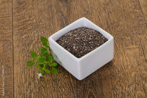 Dietary Chia seeds in the bowl