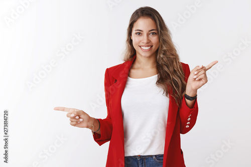 фотографія Positive friendly-looking ambitious happy attractive european curly-haired woman