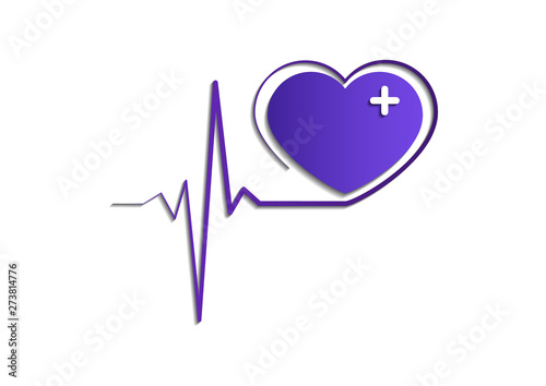Heart icon with heartbeat sign. Label design concept hospital equipment isolated on white sign.