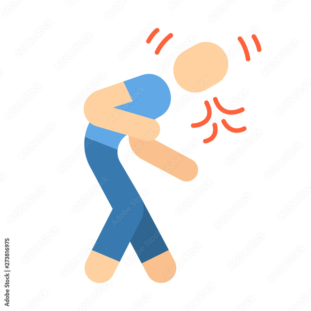 Fototapeta premium Coughing, sneezing flat design long shadow color icon