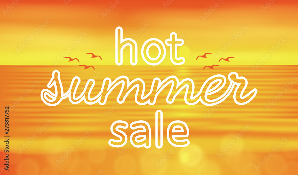 Hot summer sale banner, sunrise on the sea summer landscape Hot summer sale banner, sunrise on the sea summer landscape
