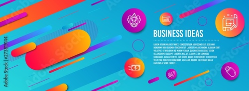 Header banner. Web traffic, Clown and Architect plan icons simple set. Leaf, Money transfer and Usb stick signs. Website window, Funny performance. Business set. Line web traffic icon. Vector