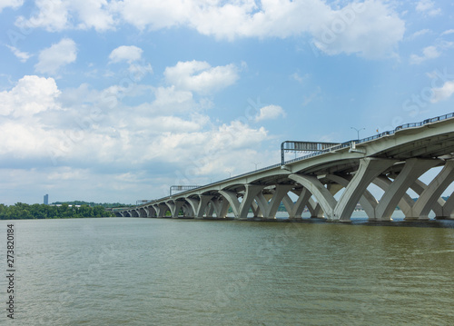 The Woodrow Wilson Memorial Bridge across the Potomac River. 