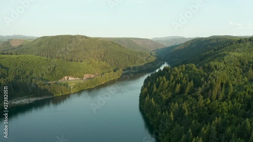 Wallpaper Mural Clackamas River with green forest during a sunset. Torontodigital.ca