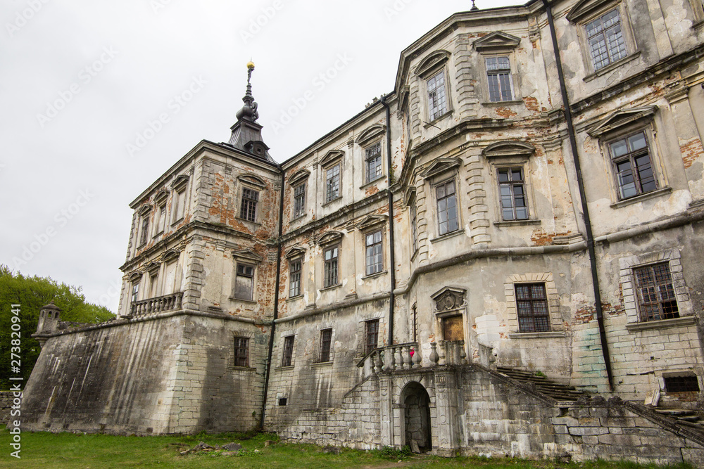 Famous touristic destination old ruined palace castle Pidhirci in Ukraine