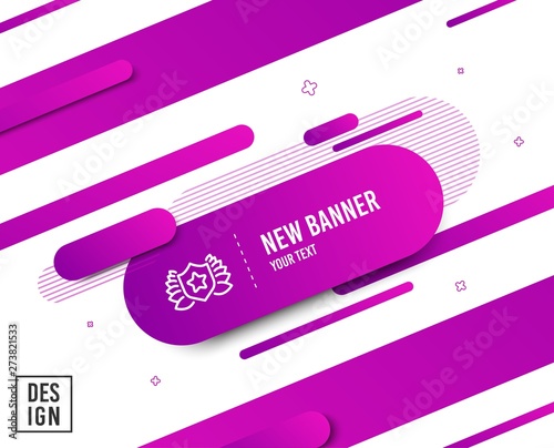 Award shield line icon. Laurel wreath symbol. Laureate sign. Diagonal abstract banner. Linear laureate icon. Geometric line shapes. Vector