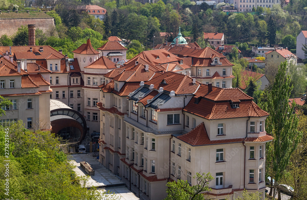Apartment buildings in Prague in Czechia