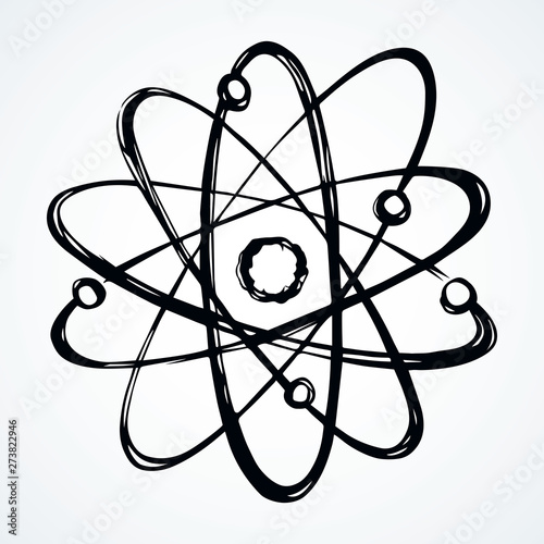 Atom. Vector drawing icon sign