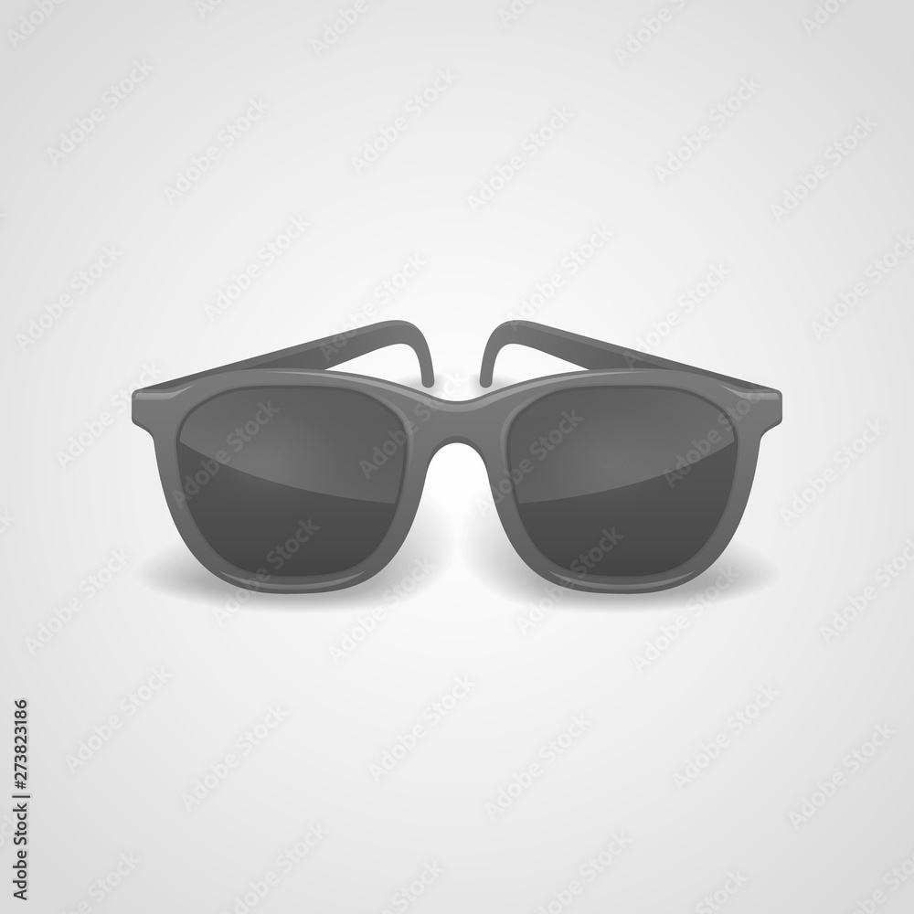 Black realistic sunglasses isolated on white background. Vector illustration. Black realistic sunglasses isolated on white background. Vector illustration.