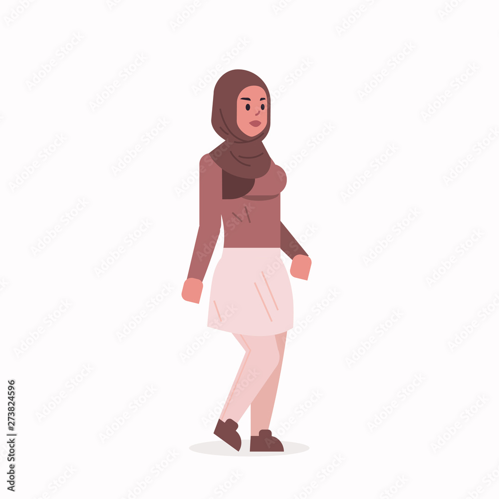 arabic woman in hijab arab girl wearing headscarf traditional clothes standing pose arabian female cartoon character full length flat arabic woman in hijab arab girl wearing headscarf traditional clothes standing pose arabian female cartoon character full length flat