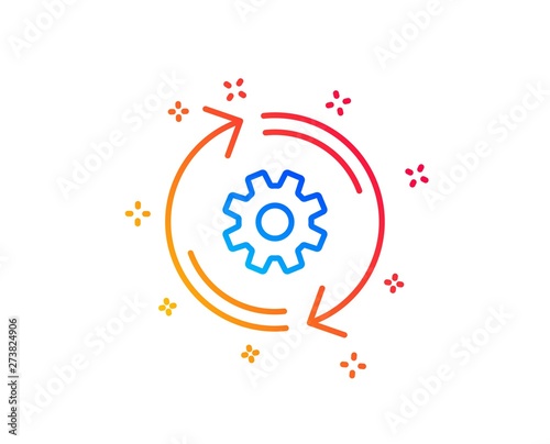 Cogwheel line icon. Engineering tool sign. Cog gear  refresh settings symbol. Gradient design elements. Linear cogwheel icon. Random shapes. Vector