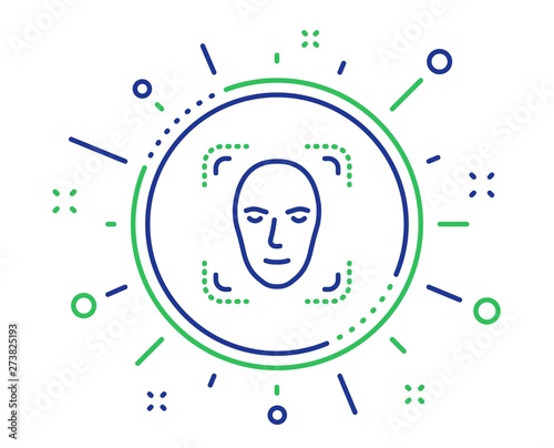 Face detection line icon. Head recognition sign. Identification symbol. Quality design elements. Technology face detection button. Editable stroke. Vector