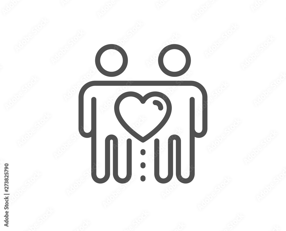Friends couple line icon. Friendship sign. Assistance business symbol. Quality design element. Linear style friends couple icon. Editable stroke. Vector Friends couple line icon. Friendship sign. Assistance business symbol. Quality design element. Linear style friends couple icon. Editable stroke. Vector