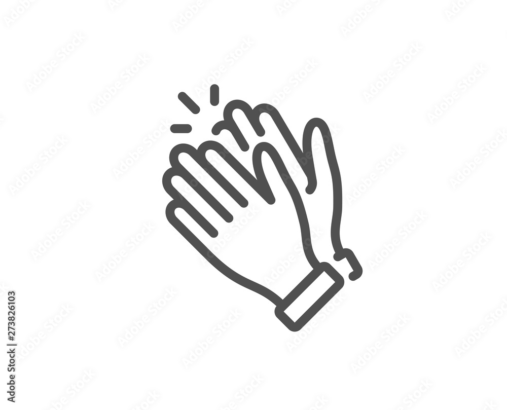 Clapping hands line icon. Clap sign. Victory gesture symbol. Quality design element. Linear style clapping hands icon. Editable stroke. Vector Clapping hands line icon. Clap sign. Victory gesture symbol. Quality design element. Linear style clapping hands icon. Editable stroke. Vector