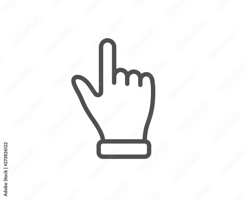 Click hand line icon. One finger palm sign. Direction gesture symbol. Quality design element. Linear style click hand icon. Editable stroke. Vector Click hand line icon. One finger palm sign. Direction gesture symbol. Quality design element. Linear style click hand icon. Editable stroke. Vector