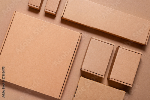 Brown Carton Cardboard box, mock up, copy space photo