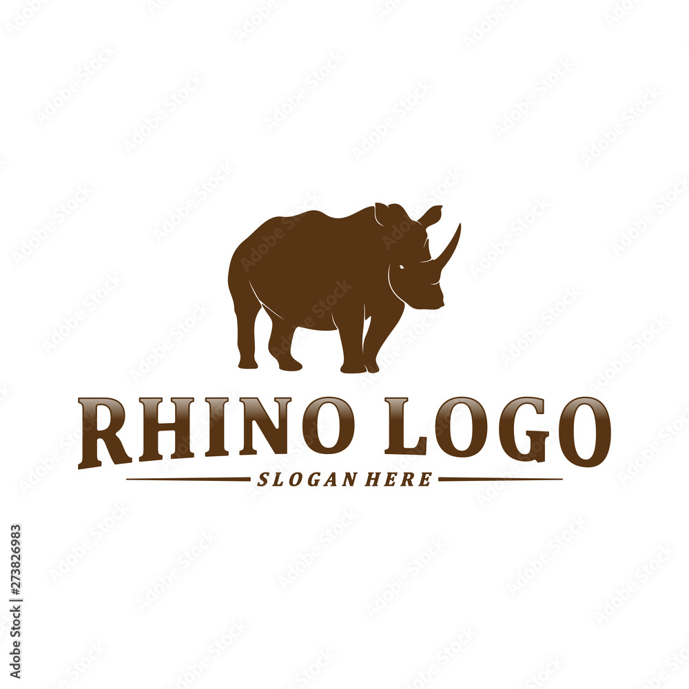 Rhino logo design vector template. Vector rhino silhouette. Icon Symbol