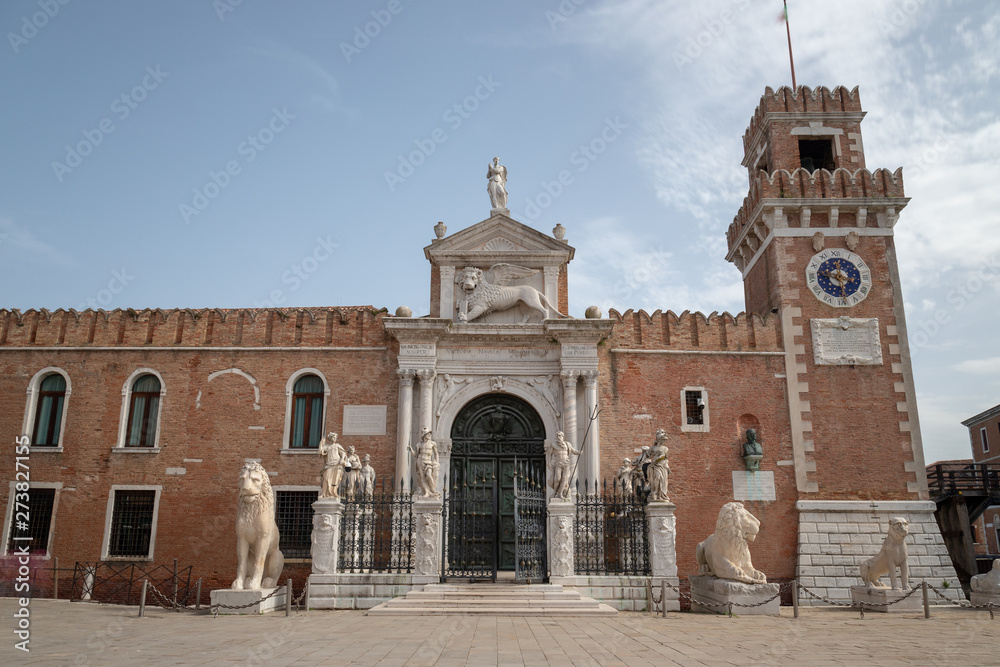 Fototapeta premium View of Rio de l'Arsenal. Historic main water entrance to the vast historic naval base of Venice