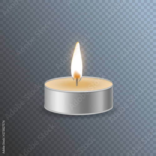 Realistic Detailed 3d Candle on a Transparent Background. Vector
