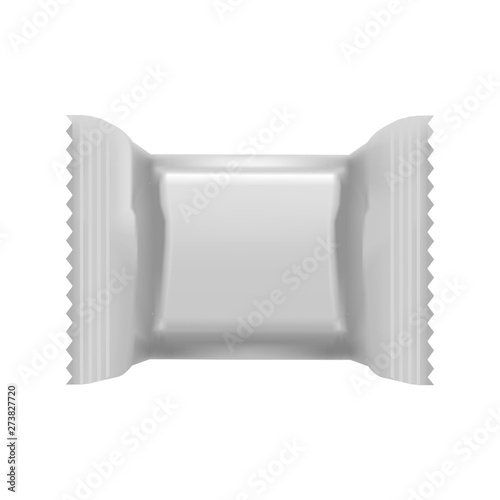Realistic Detailed 3d Blank Foil Pack Candy Template Mockup. Vector
