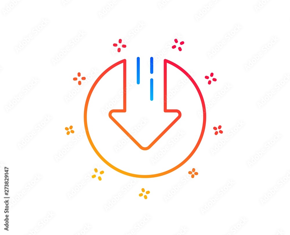 Download line icon. Down arrow sign. Discount symbol. Gradient design elements. Linear download arrow icon. Random shapes. Vector Download line icon. Down arrow sign. Discount symbol. Gradient design elements. Linear download arrow icon. Random shapes. Vector