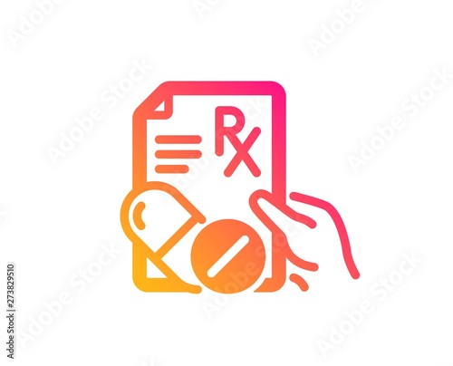 Prescription Rx recipe icon. Medicine drugs pills sign. Classic flat style. Gradient prescription drugs icon. Vector