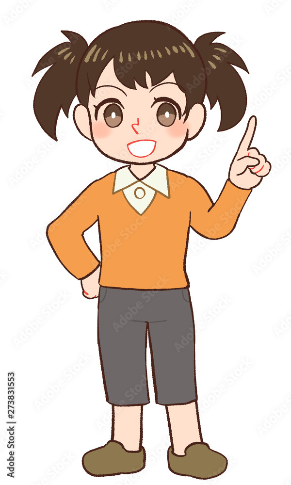 子ども　全身　指差す