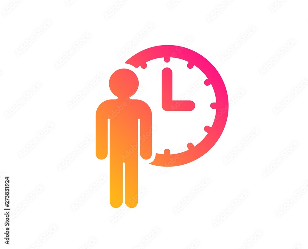 Person waiting icon. Service time sign. Clock symbol. Classic flat style. Gradient waiting icon. Vector Person waiting icon. Service time sign. Clock symbol. Classic flat style. Gradient waiting icon. Vector