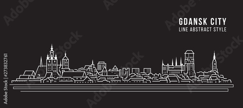 Cityscape Building Line art Vector Illustration design - Gdansk city photo