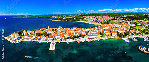 Aerial view of the old town of Porec in Croatia photo