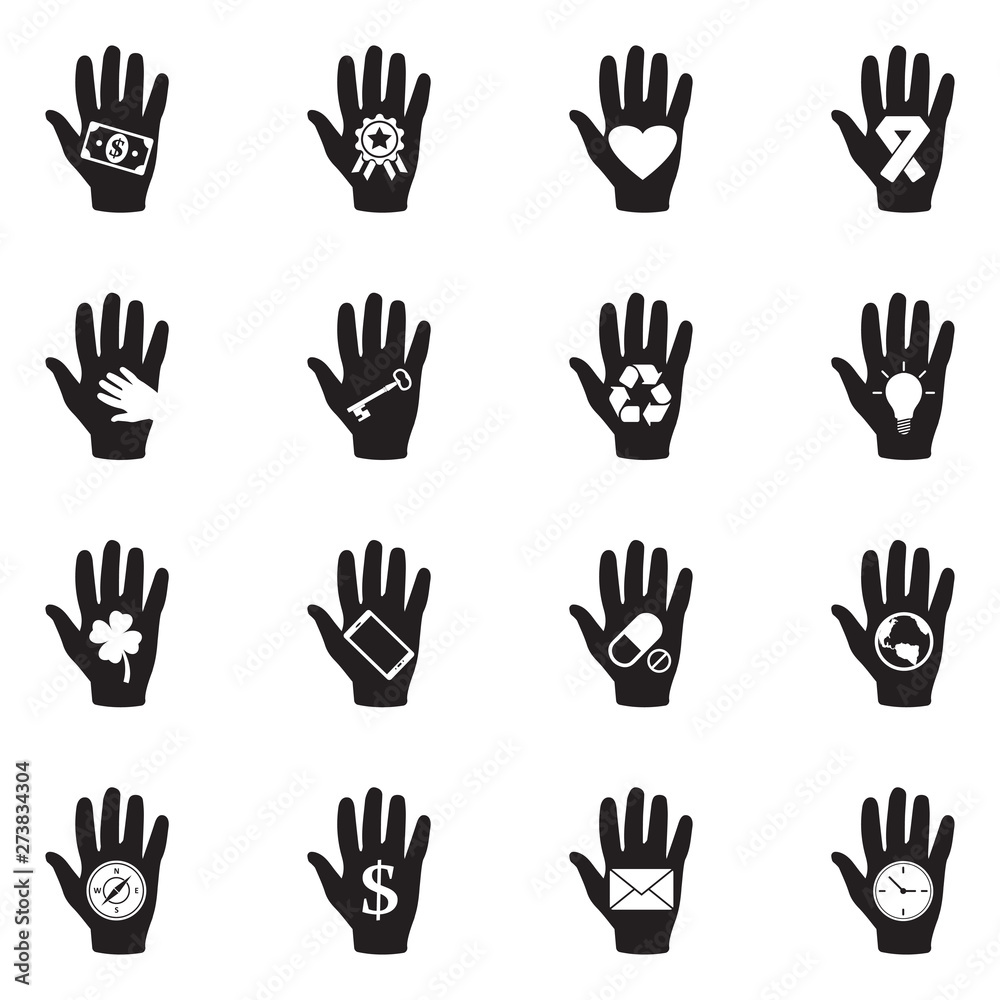 Hand Icons. Set 2. Black Flat Design. Vector Illustration. Hand Icons. Set 2. Black Flat Design. Vector Illustration.