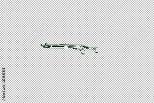 3D illustration of Shotgun, green color with transparent background.