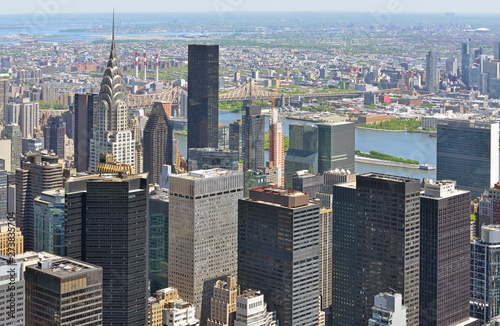 New York City view. Turtle Bay in Midtown Manhattan, Queensboro Bridge over East River and New Jersey photo