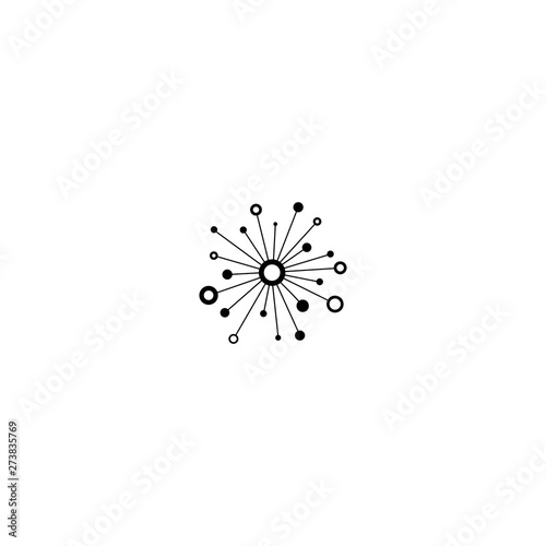 black hub network connection line icon isolated on white. Tech or technology logo.