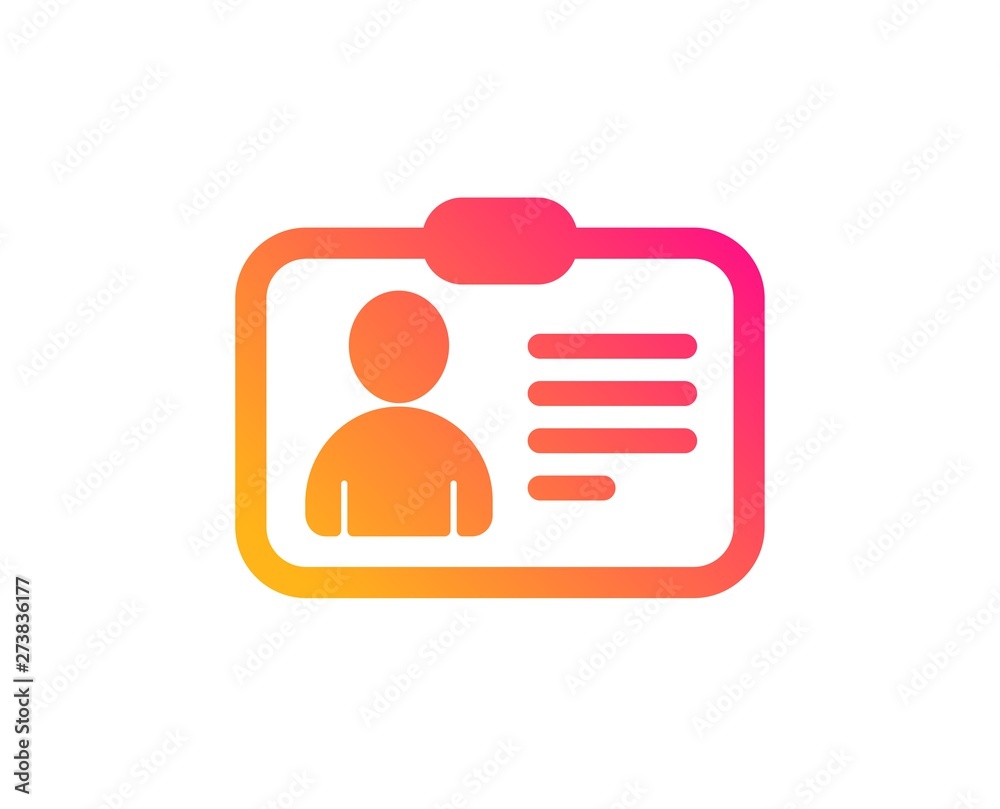 ID card icon. User Profile sign. Person silhouette symbol. Identification plastic card. Classic flat style. Gradient iD card icon. Vector ID card icon. User Profile sign. Person silhouette symbol. Identification plastic card. Classic flat style. Gradient iD card icon. Vector