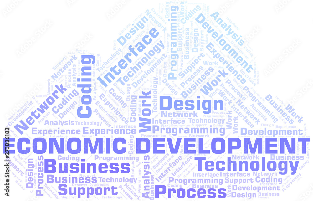 Economic Development word cloud. Wordcloud made with text only.