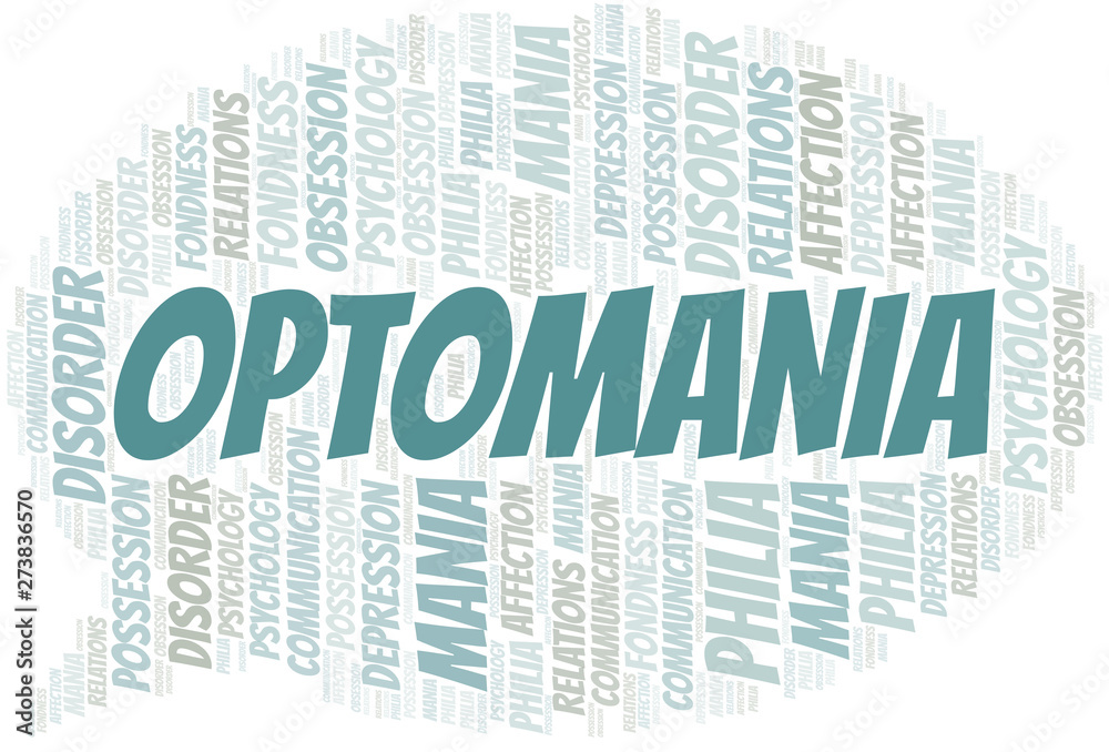 Fototapeta premium Optomania word cloud. Type of mania, made with text only.